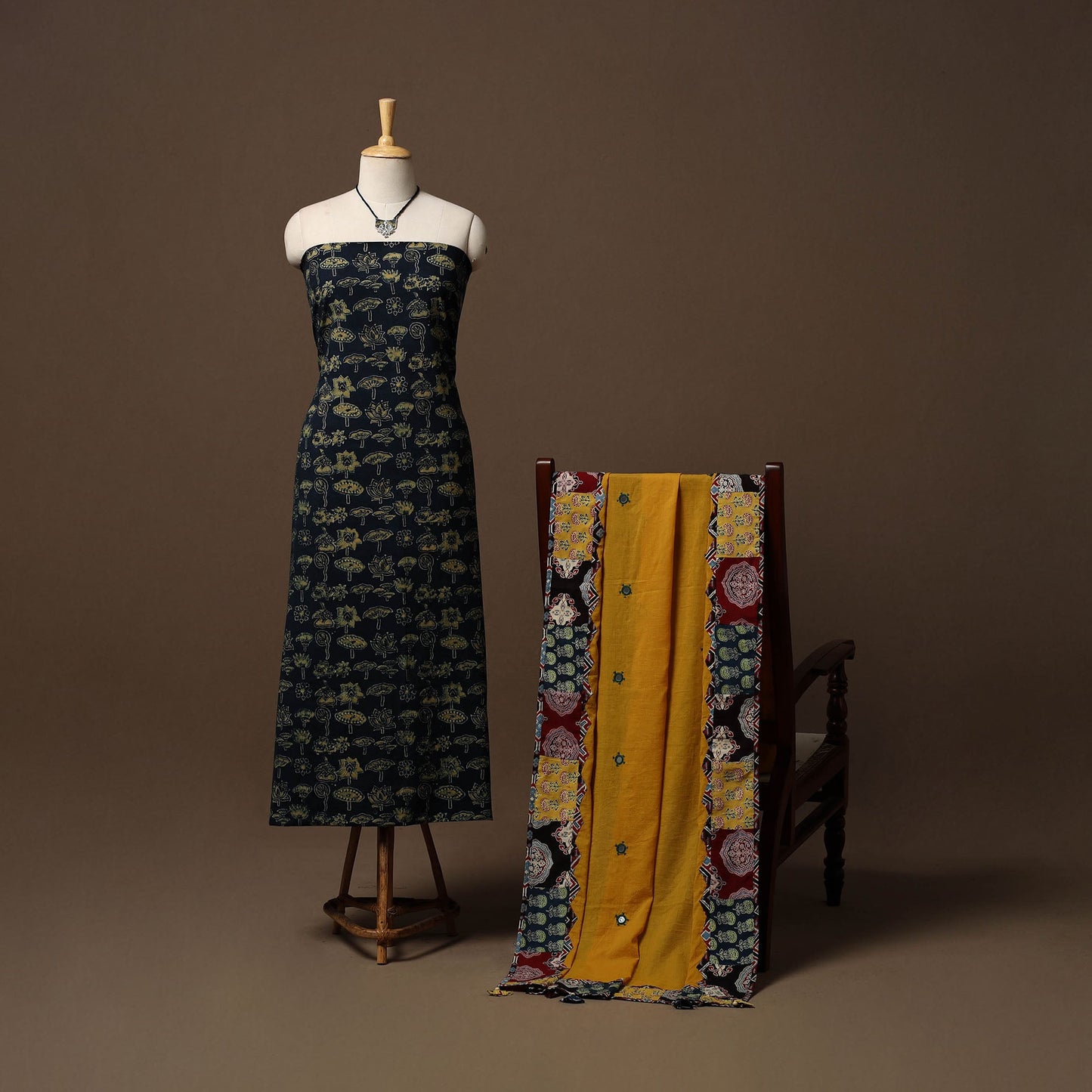 Hand natural dyed cotton 2pc unstitched dress material