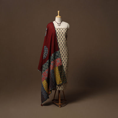 Hand natural dyed cotton 2pc unstitched dress material