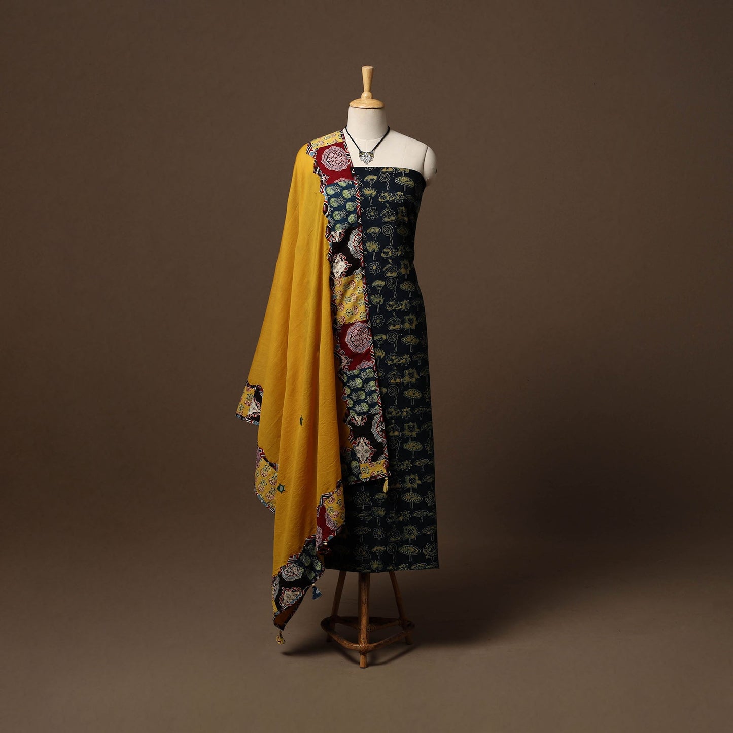 Hand natural dyed cotton 2pc unstitched dress material