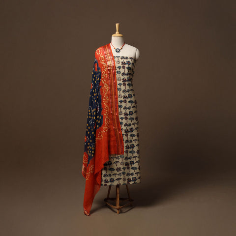 Hand natural dyed cotton 2pc unstitched dress material