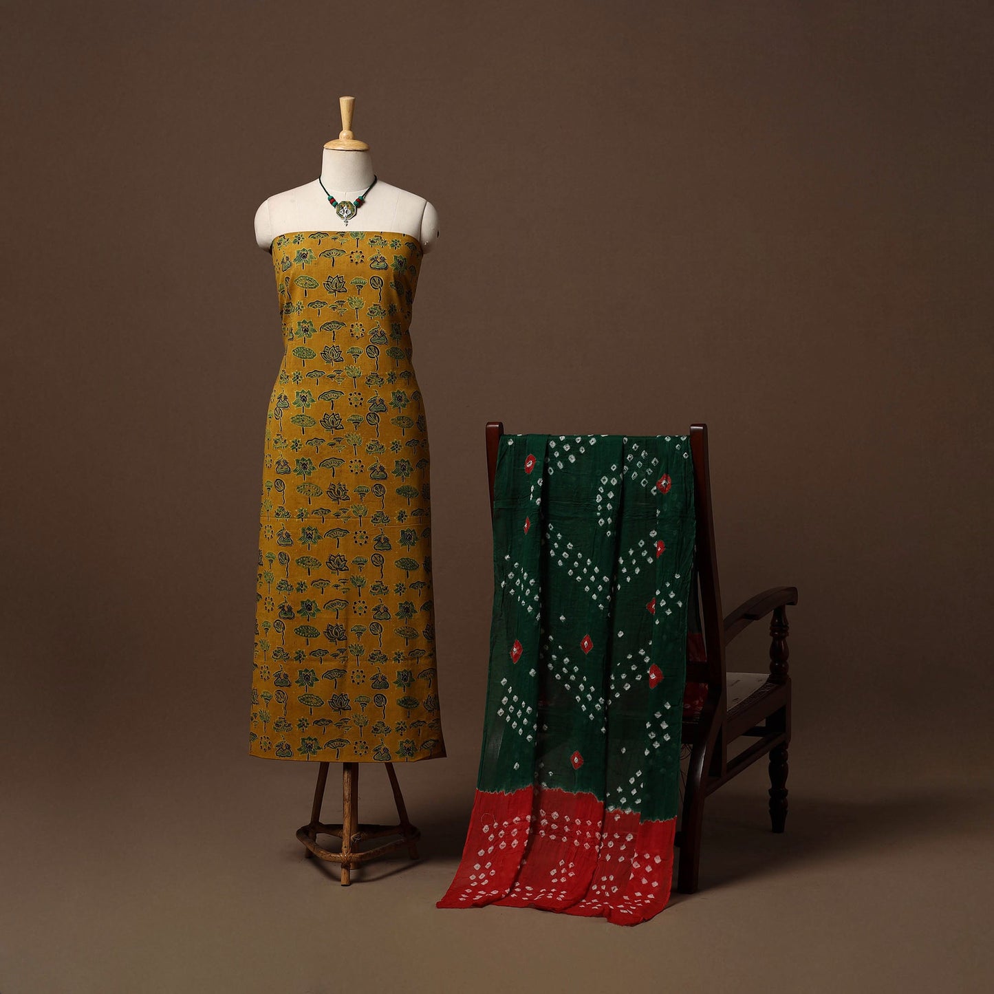 Hand natural dyed cotton 2pc unstitched dress material