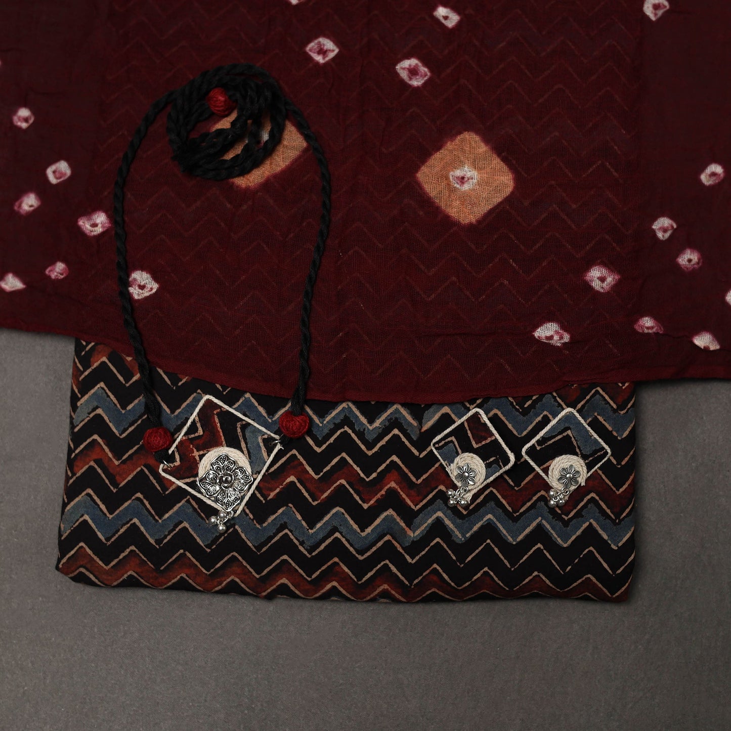 Hand natural dyed cotton 2pc unstitched dress material