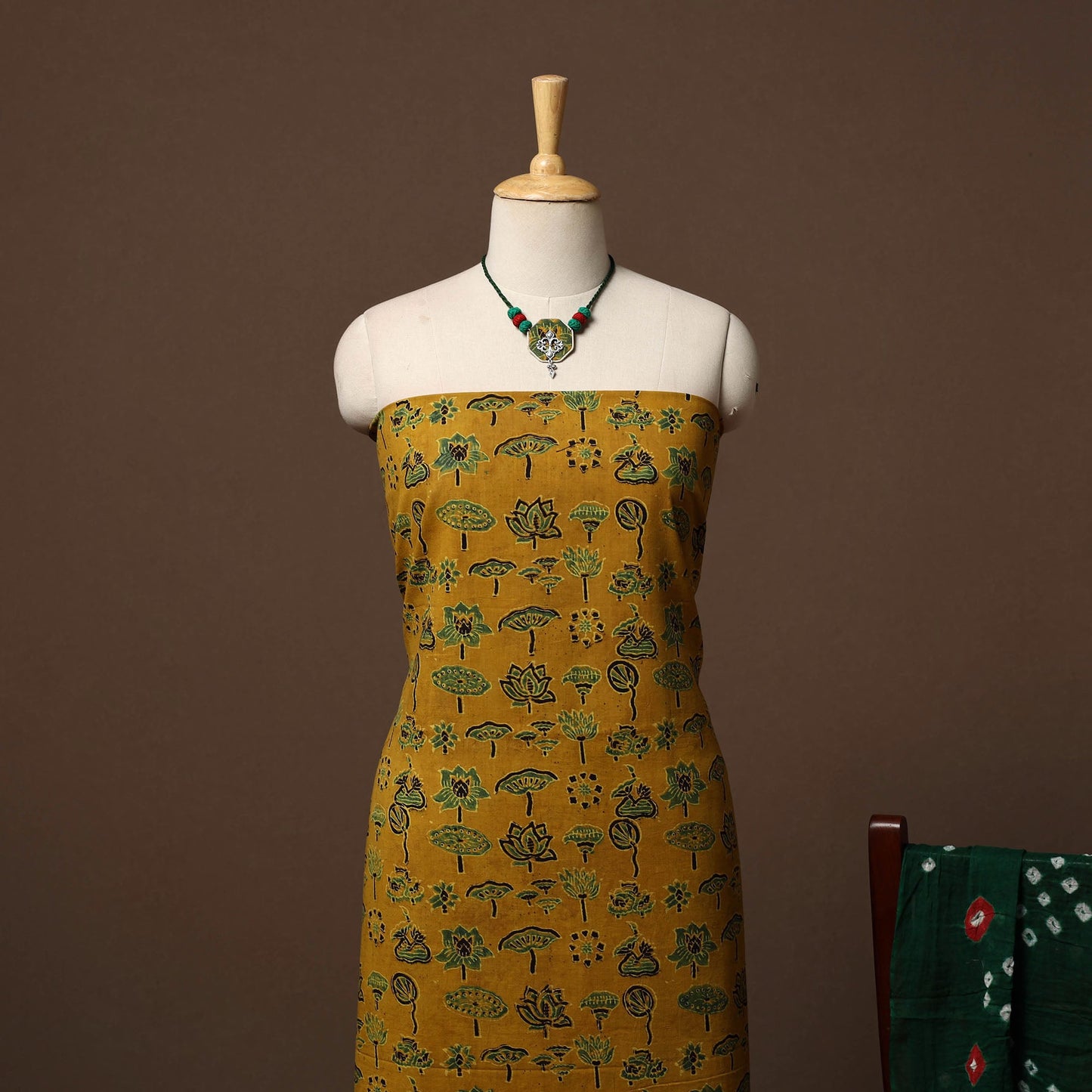 Hand natural dyed cotton 2pc unstitched dress material