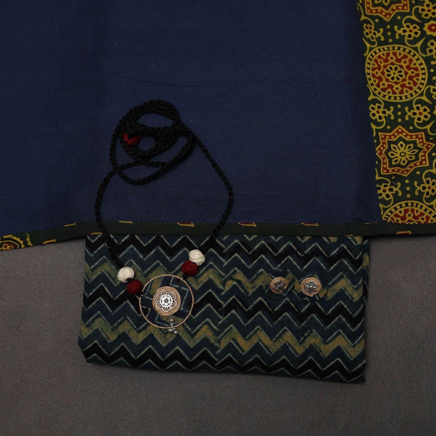 Hand natural dyed cotton 2pc unstitched dress material