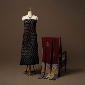 Hand natural dyed cotton 2pc unstitched dress material