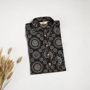 Hand natural dyed cotton short kurta for men 12