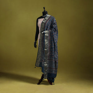 Hand natural dyed dola silk zari border dupatta