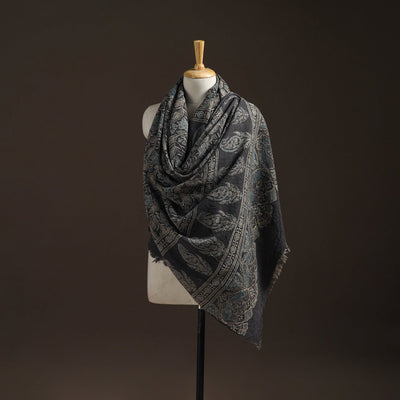 Hand natural dyed handwoven acrylic wool shawl 03