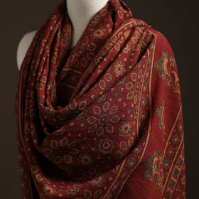 Hand natural dyed handwoven acrylic wool shawl 04