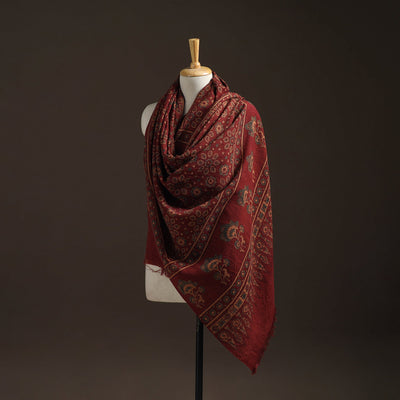 Hand natural dyed handwoven acrylic wool shawl 04