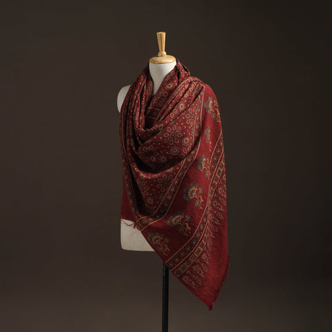 Hand natural dyed handwoven acrylic wool shawl 04