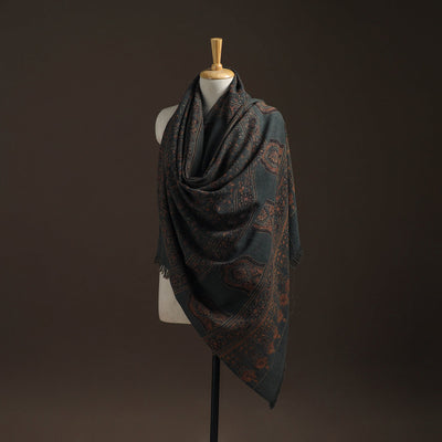 Hand natural dyed handwoven acrylic wool shawl 05