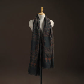 Hand natural dyed handwoven acrylic wool shawl 05