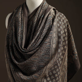 Hand natural dyed handwoven acrylic wool shawl 06