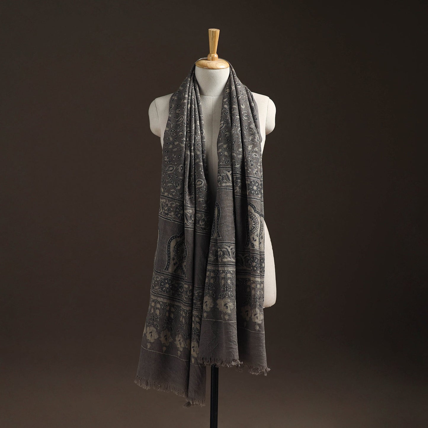 Hand natural dyed handwoven acrylic wool shawl 07