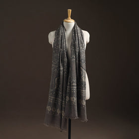 Hand natural dyed handwoven acrylic wool shawl 07