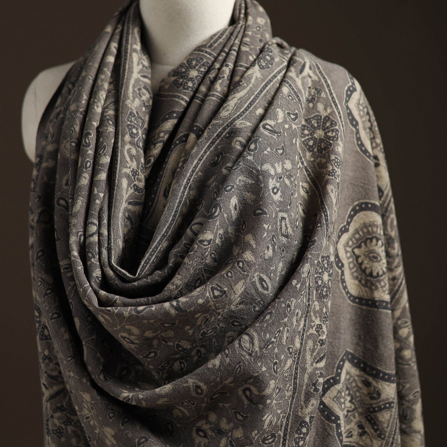 Hand natural dyed handwoven acrylic wool shawl 07