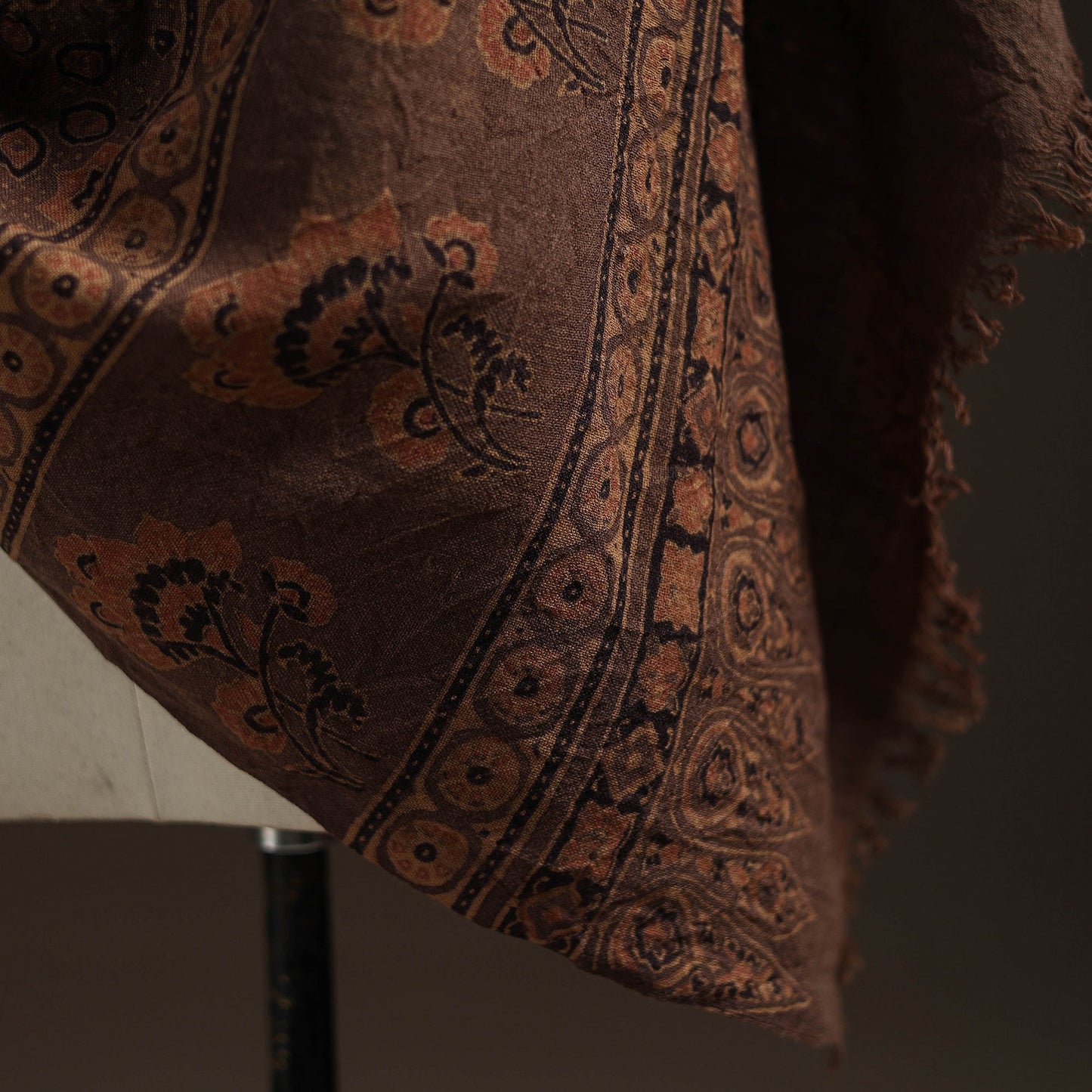 Hand natural dyed handwoven acrylic wool shawl 08