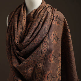 Hand natural dyed handwoven acrylic wool shawl 08