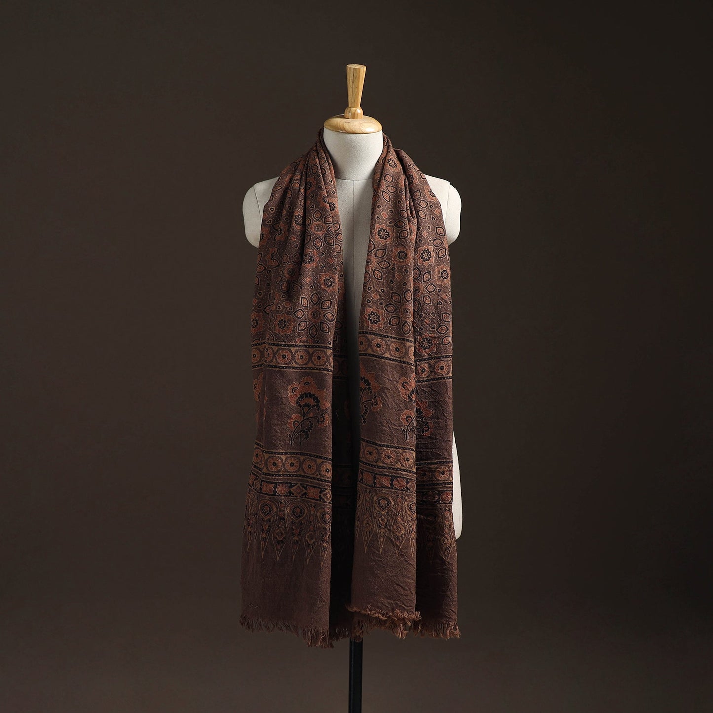 Hand natural dyed handwoven acrylic wool shawl 08