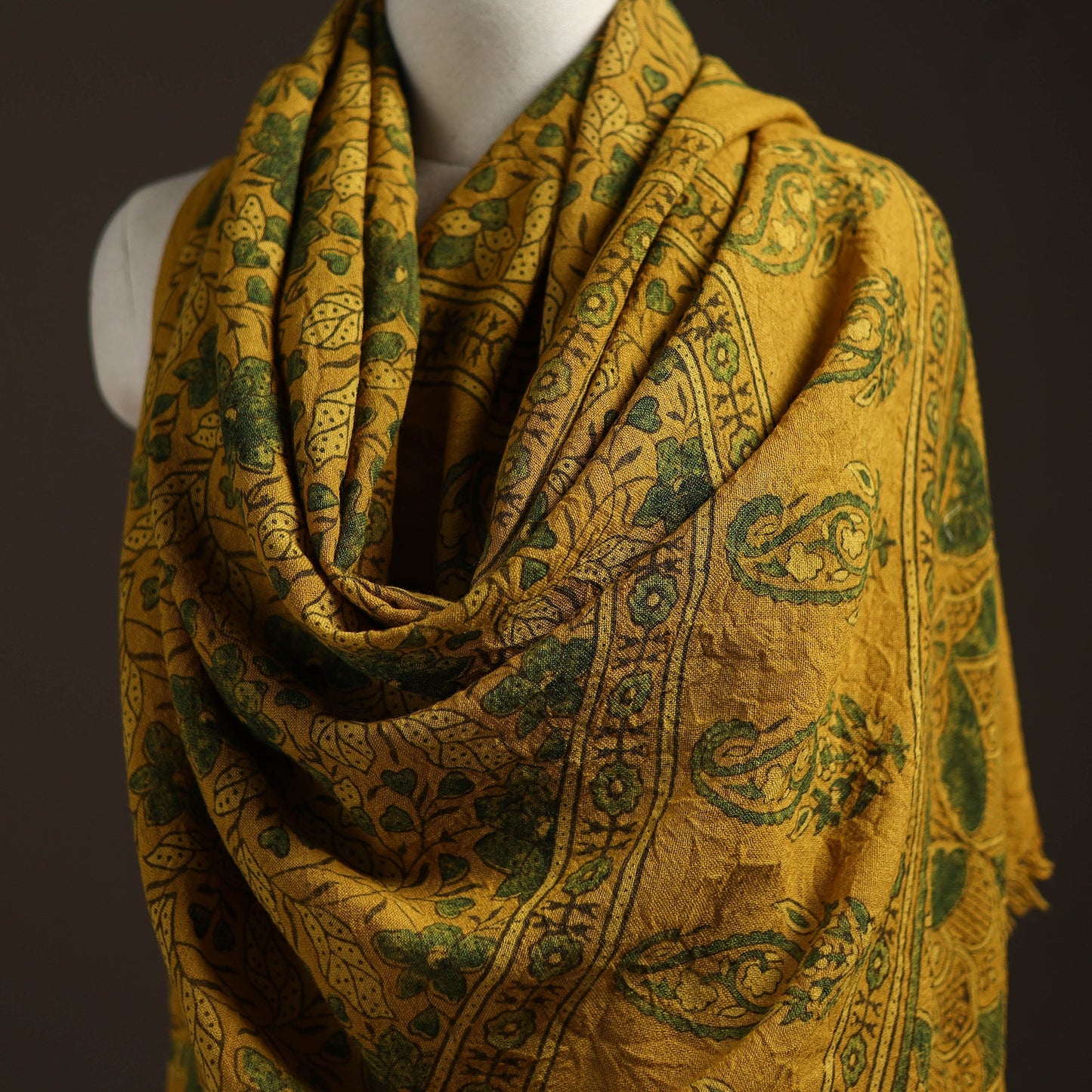 Hand natural dyed handwoven acrylic wool shawl 09