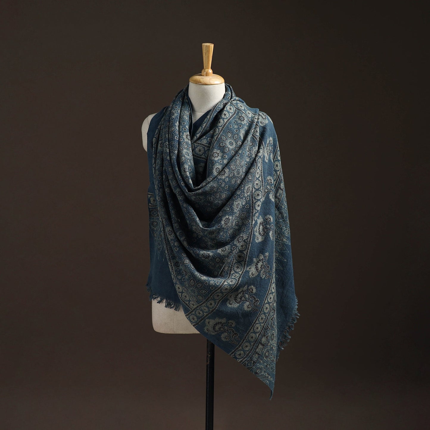 Hand natural dyed handwoven acrylic wool shawl 10