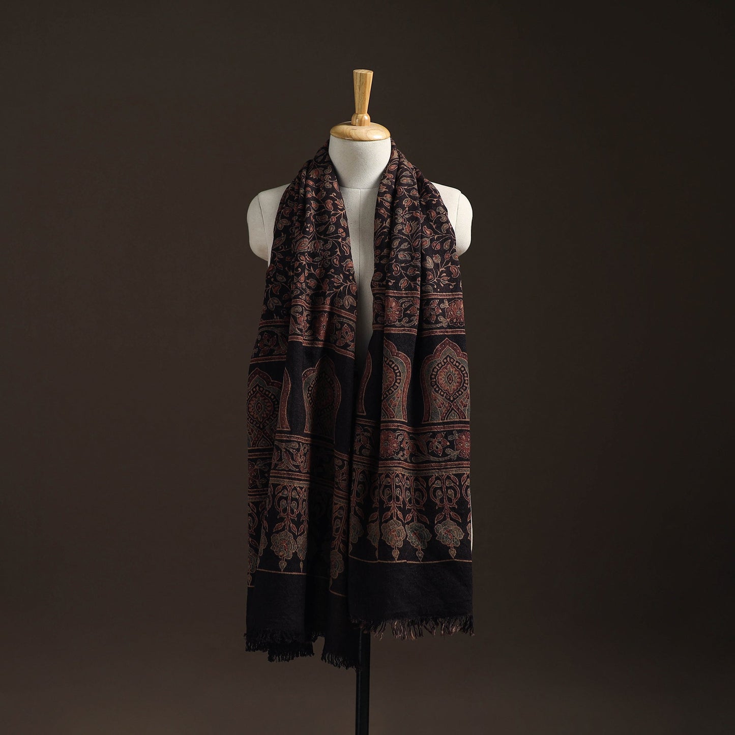 Hand natural dyed handwoven acrylic wool shawl 12