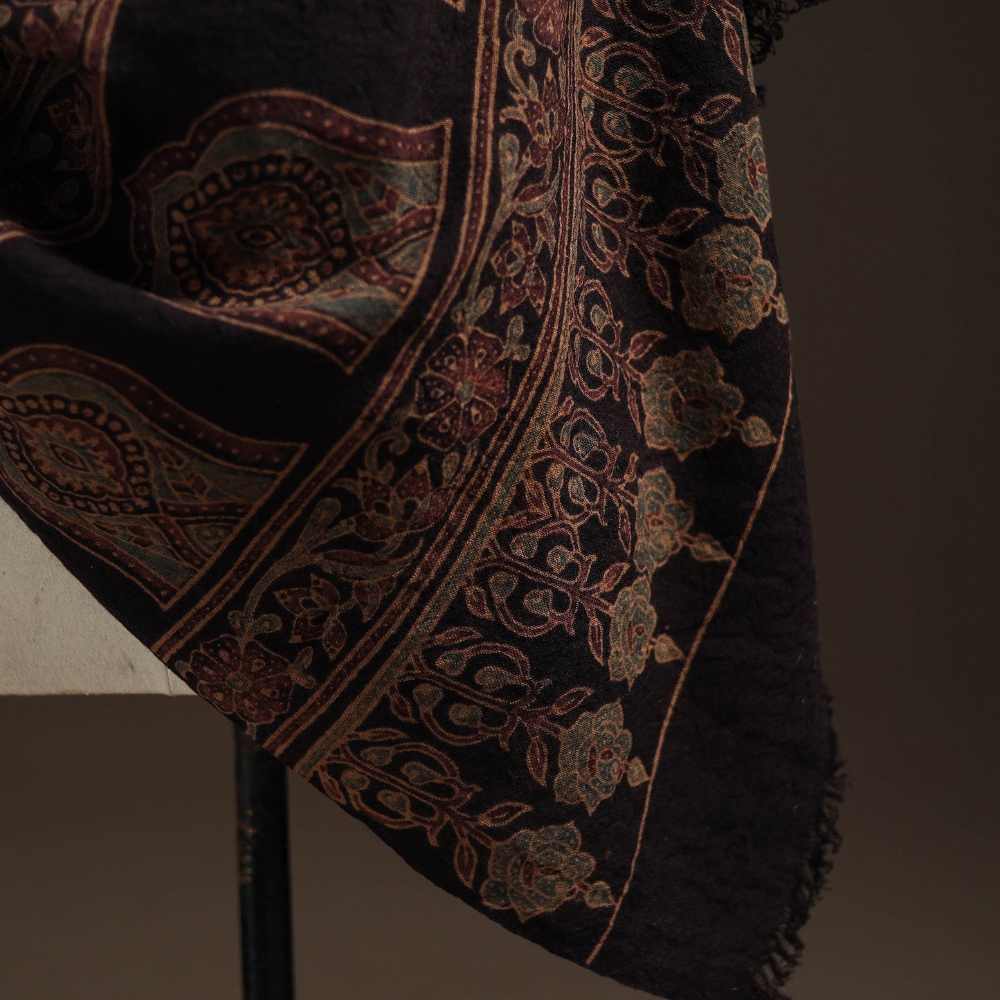 Hand natural dyed handwoven acrylic wool shawl 12