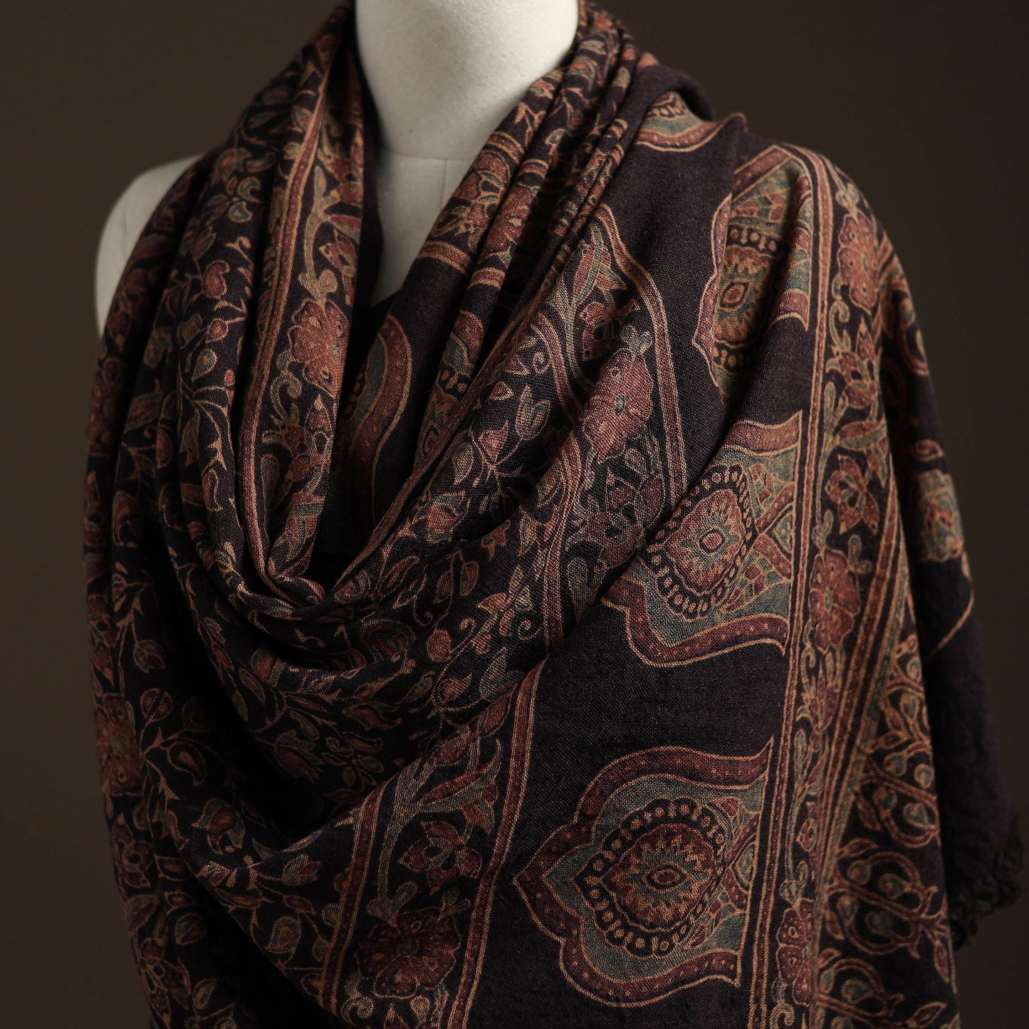 Hand natural dyed handwoven acrylic wool shawl 12