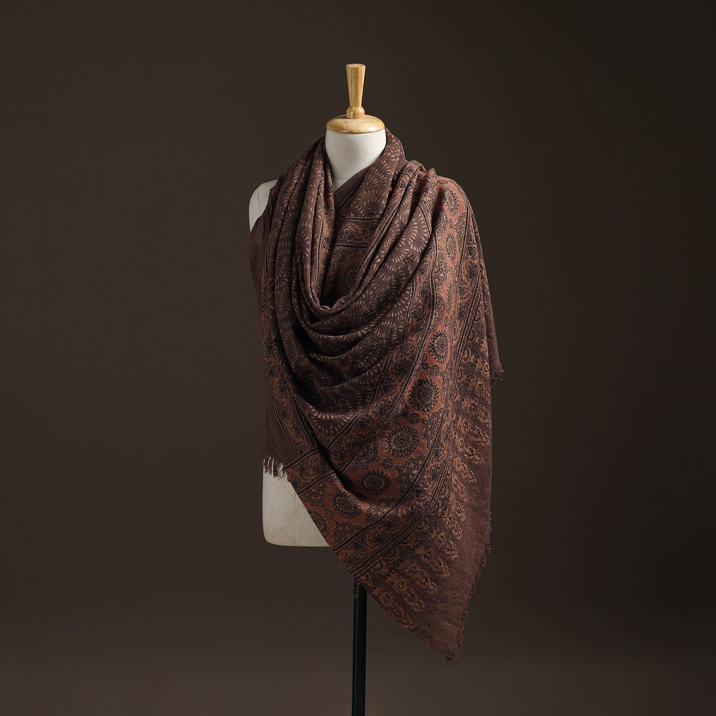 Hand natural dyed handwoven acrylic wool shawl 13