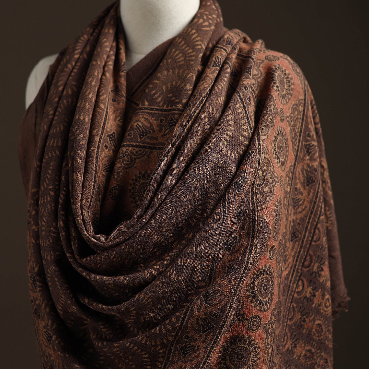 Hand natural dyed handwoven acrylic wool shawl 13