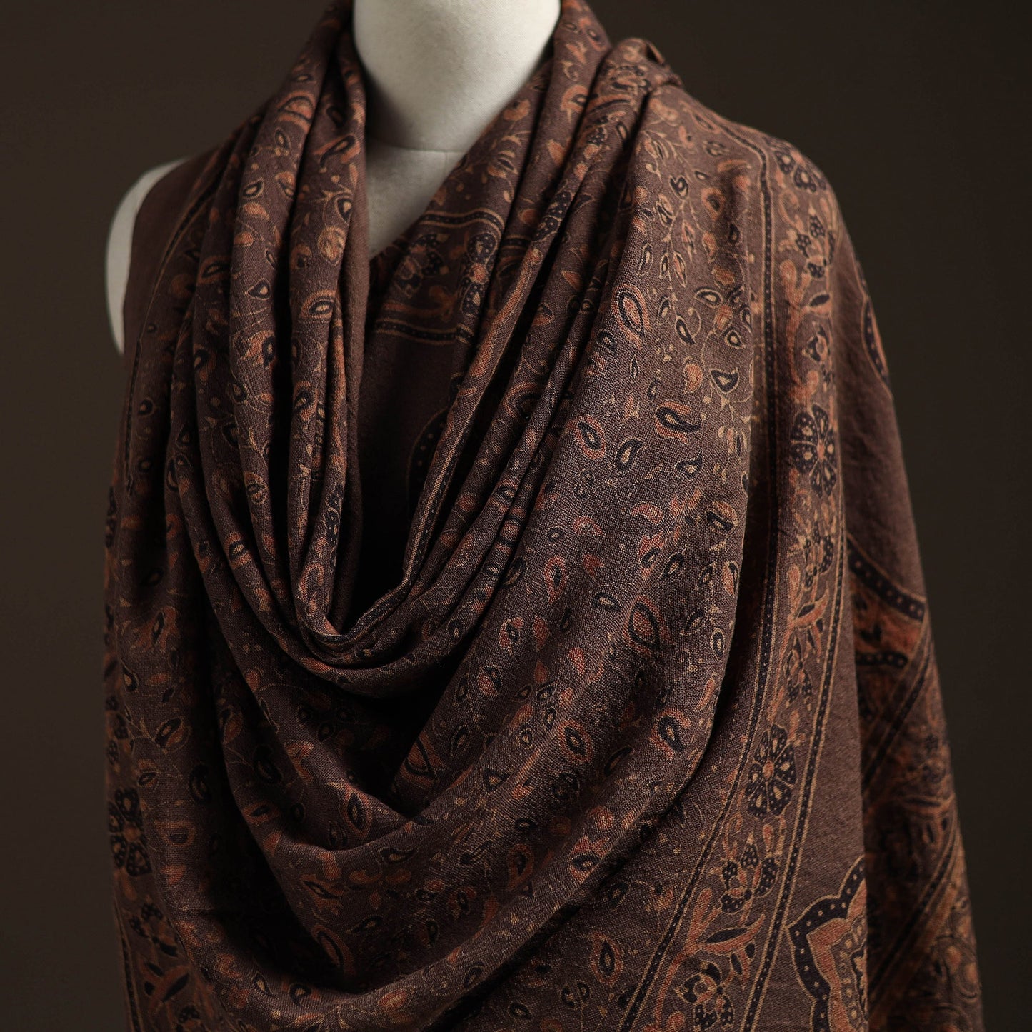 Hand natural dyed handwoven acrylic wool shawl 15