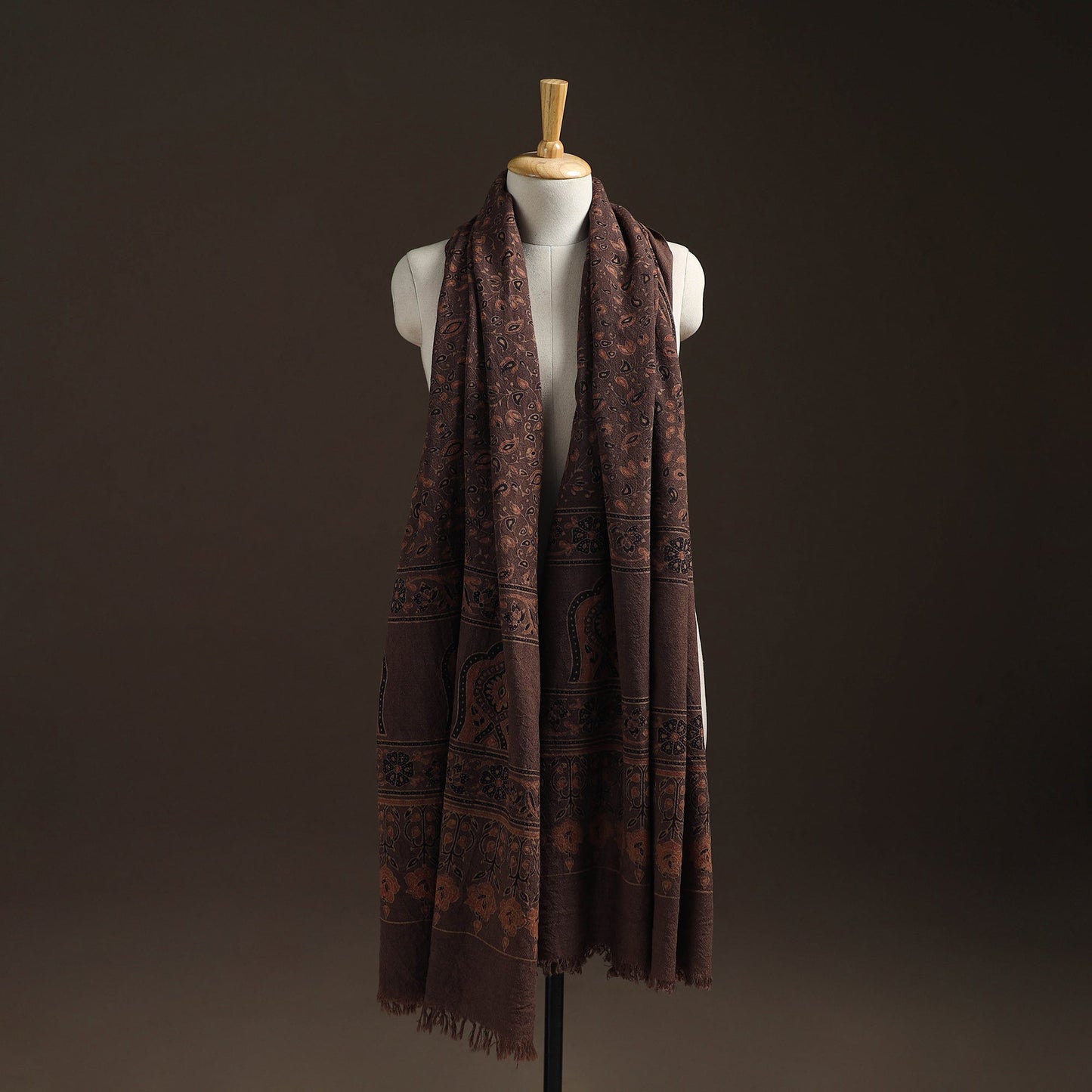 Hand natural dyed handwoven acrylic wool shawl 15