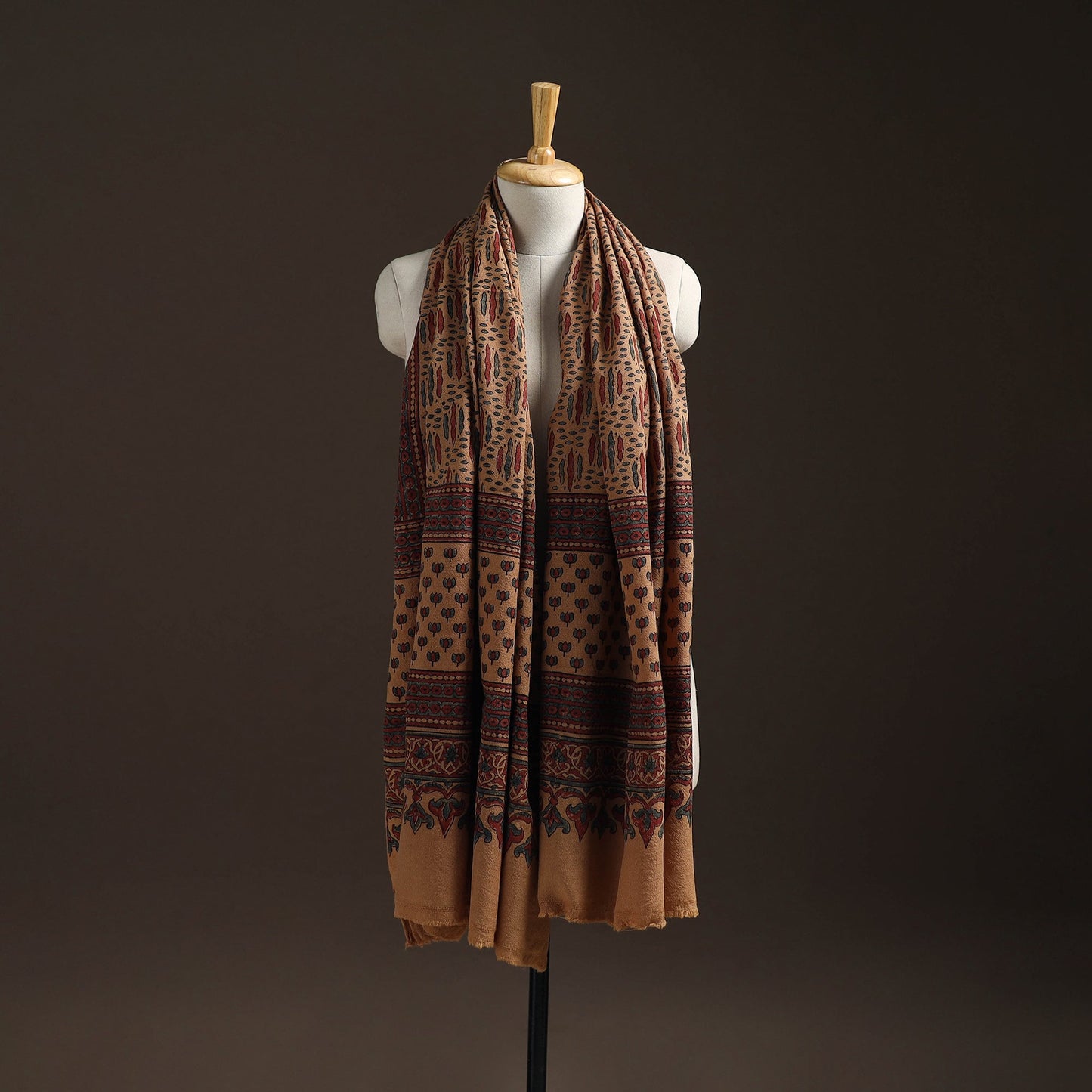 Hand natural dyed handwoven acrylic wool shawl 16