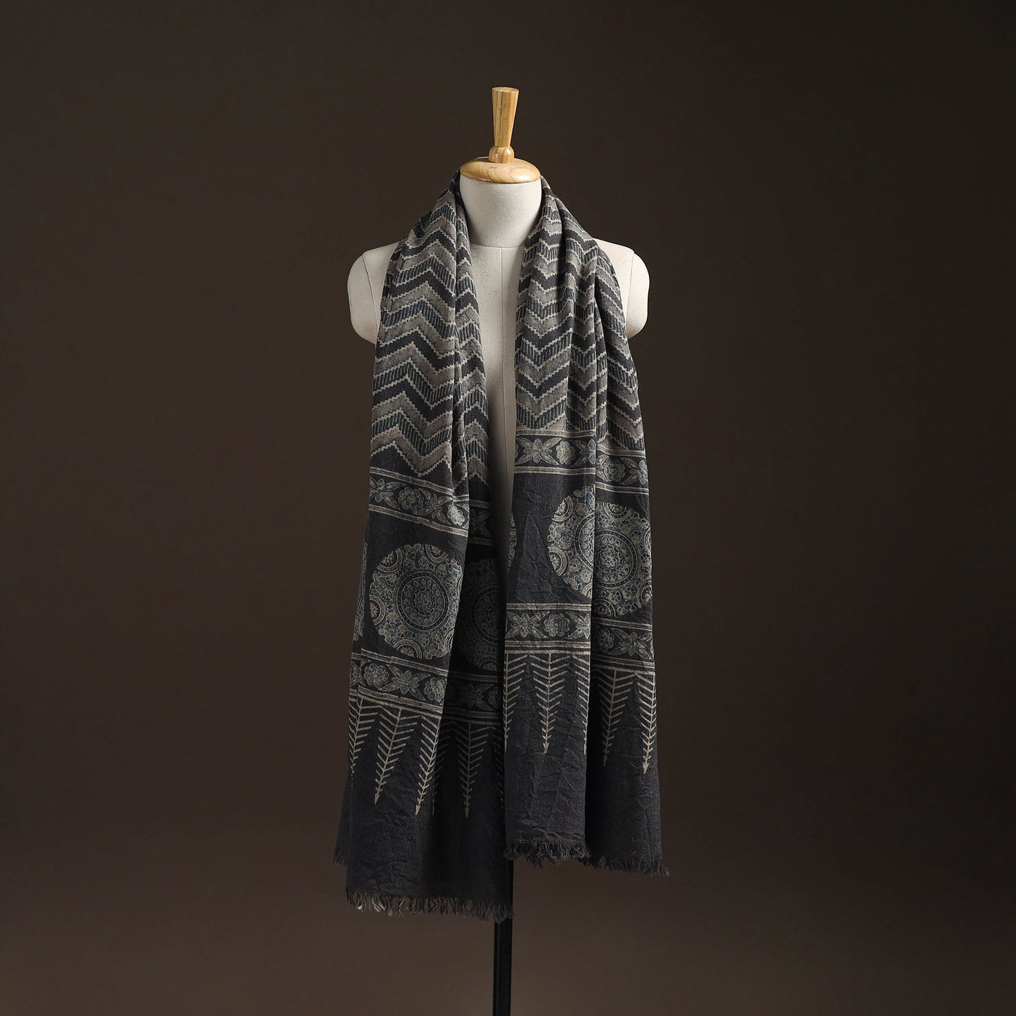 Hand natural dyed handwoven acrylic wool shawl 17