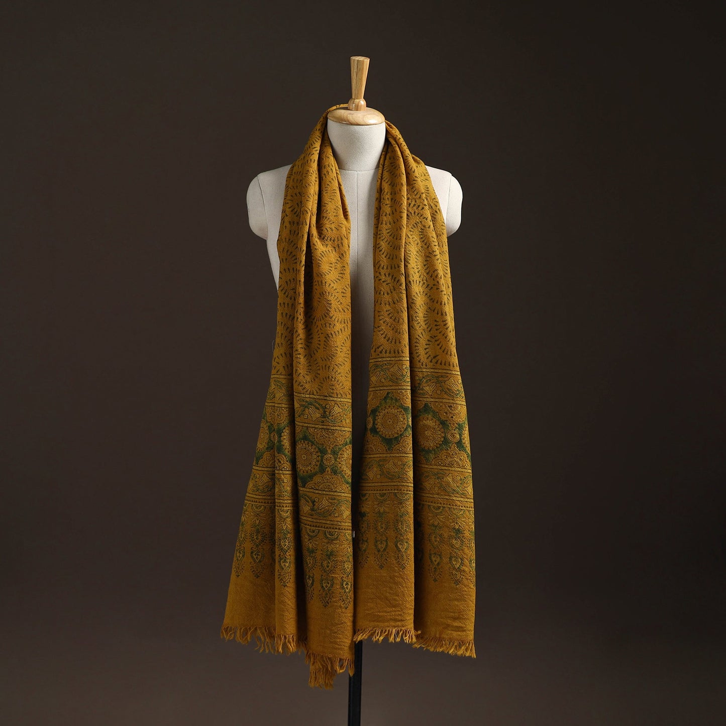 Hand natural dyed handwoven acrylic wool shawl 18