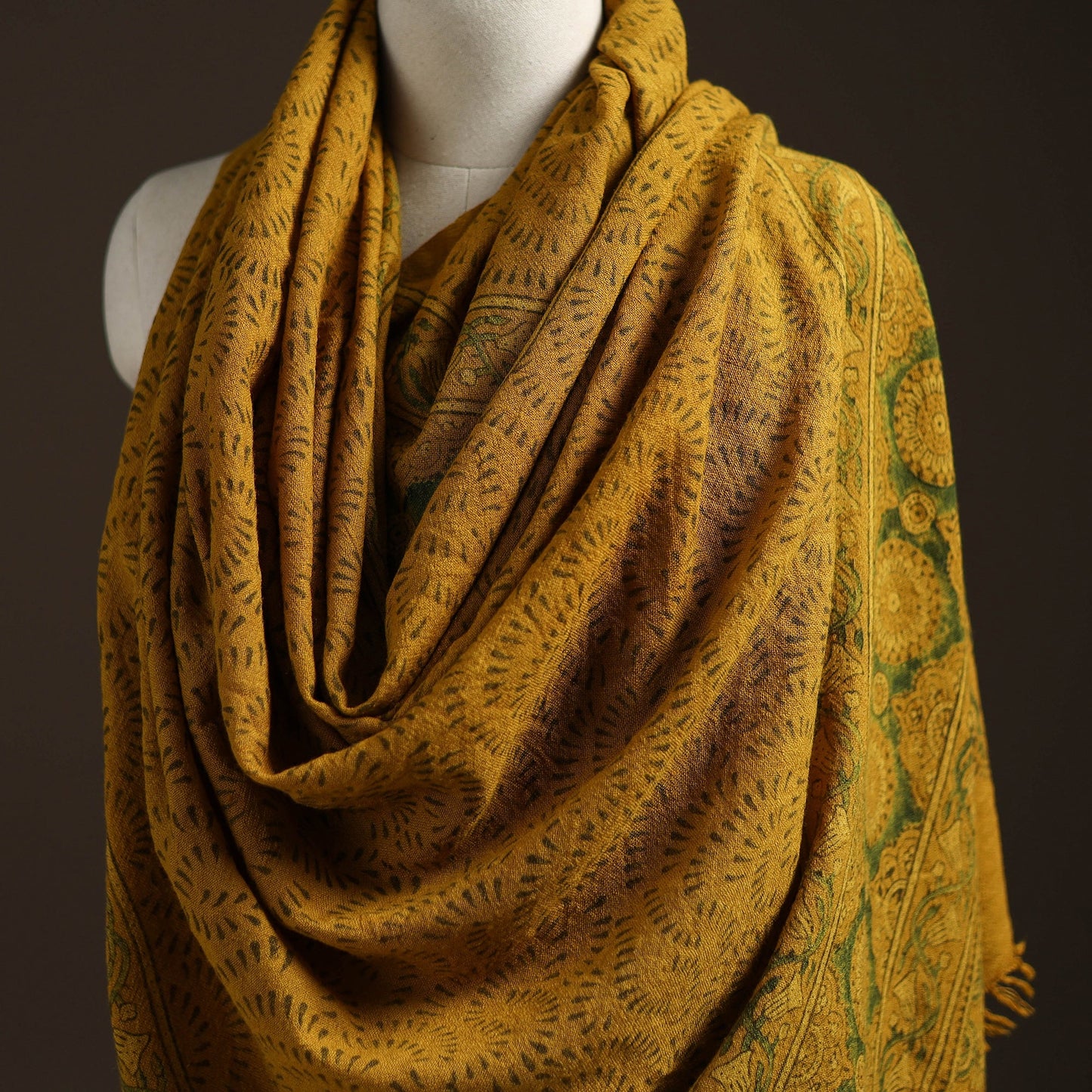 Hand natural dyed handwoven acrylic wool shawl 18