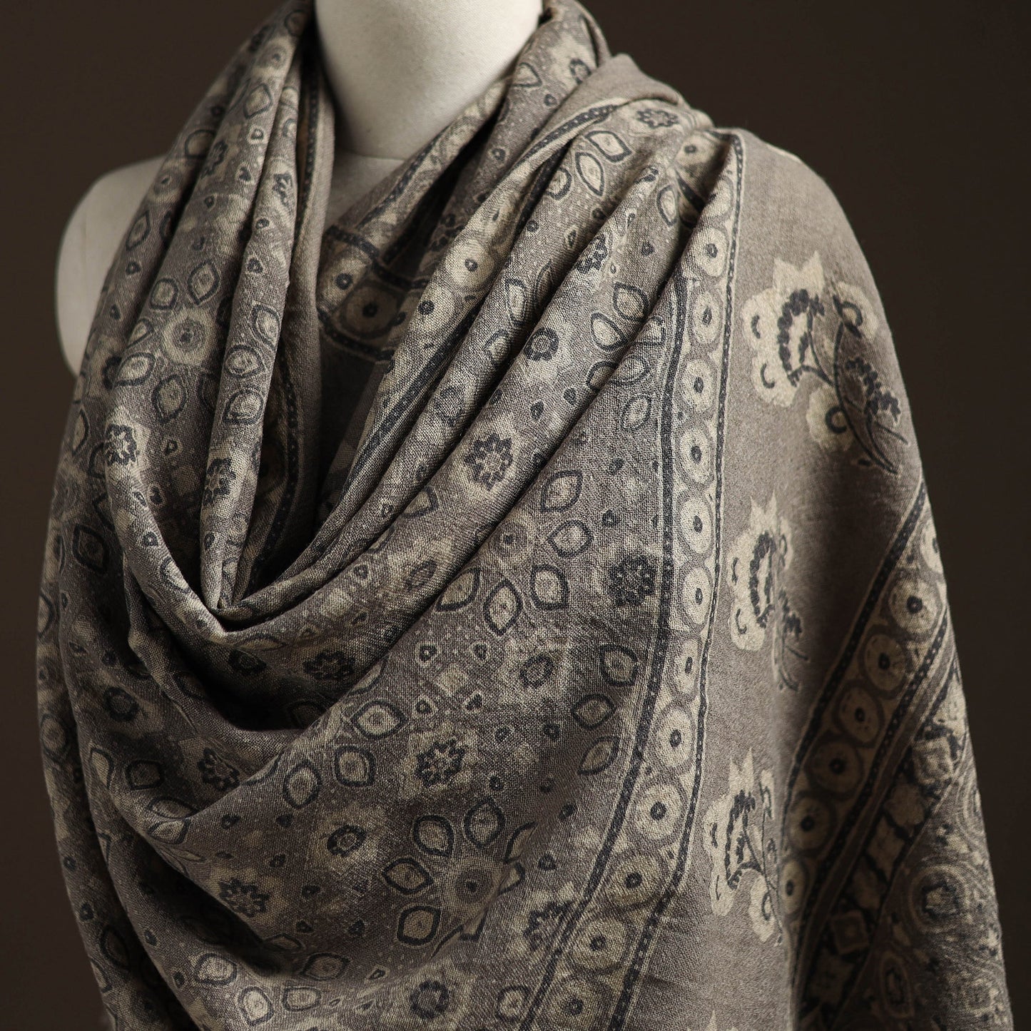 Hand natural dyed handwoven acrylic wool shawl 19