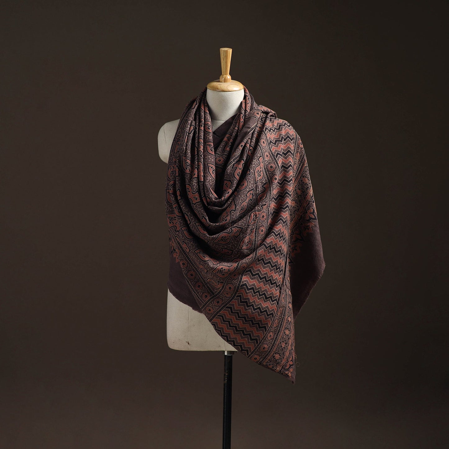 Hand natural dyed handwoven acrylic wool shawl 20