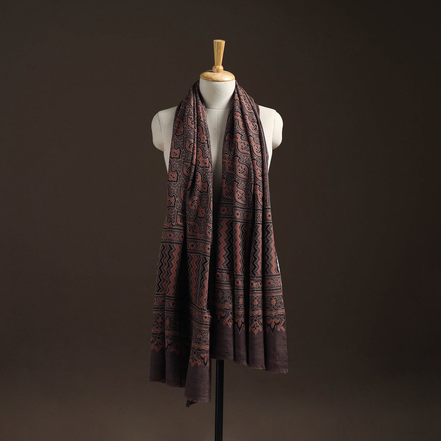 Hand natural dyed handwoven acrylic wool shawl 20