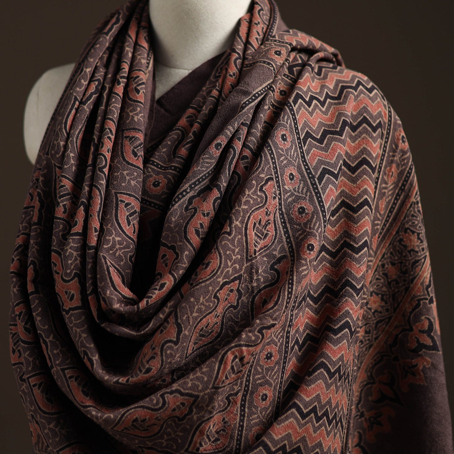 Hand natural dyed handwoven acrylic wool shawl 20