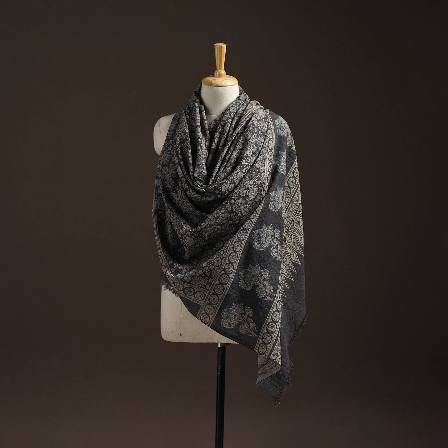 Hand natural dyed handwoven acrylic wool shawl 21