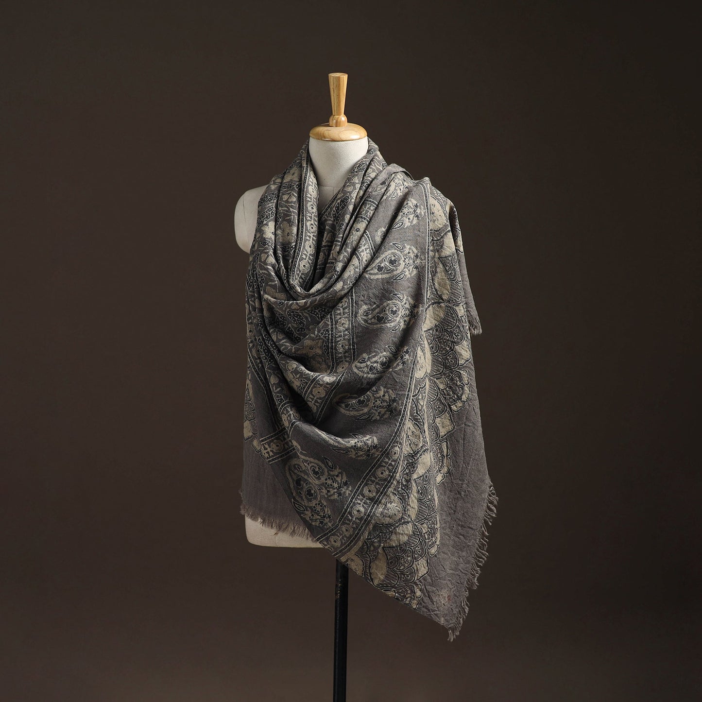 Hand natural dyed handwoven acrylic wool shawl 22