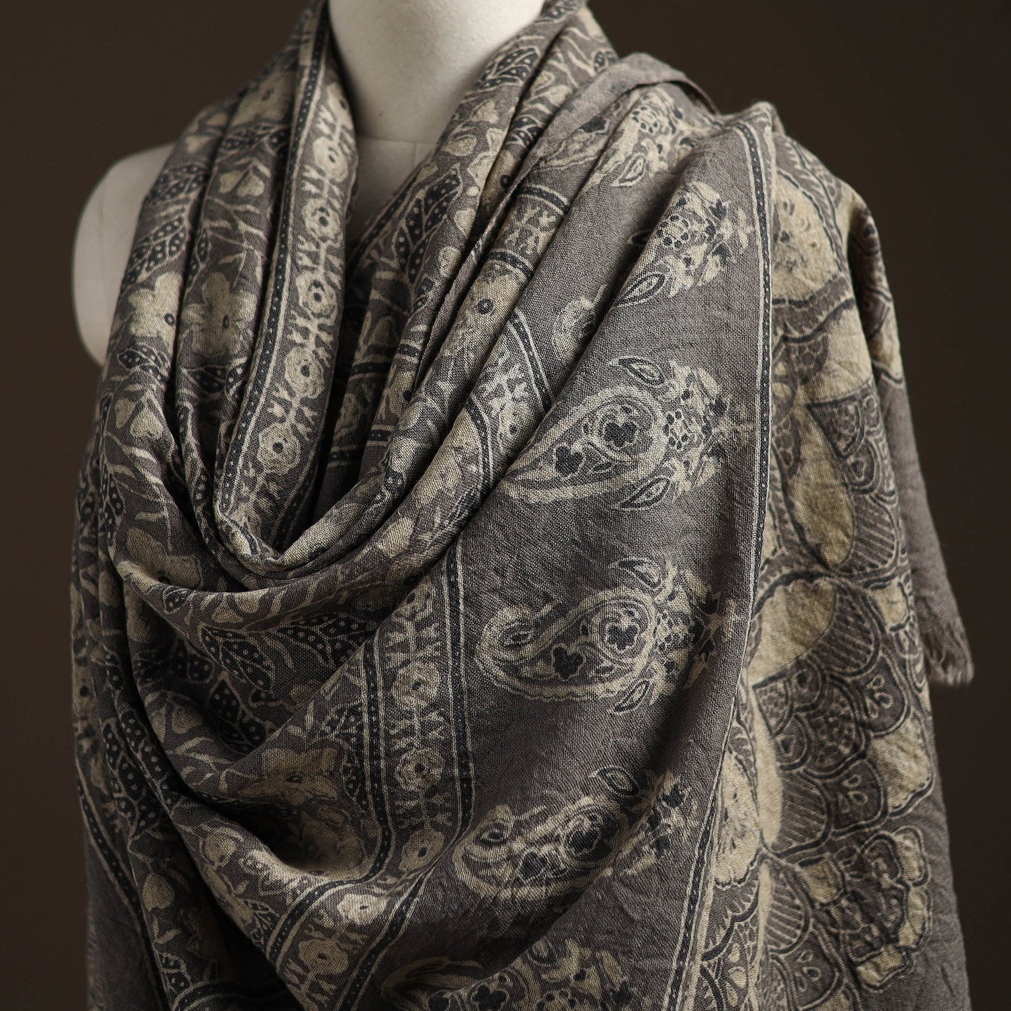 Hand natural dyed handwoven acrylic wool shawl 22