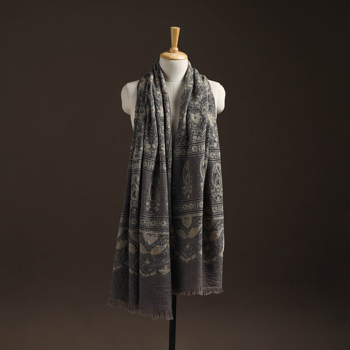 Hand natural dyed handwoven acrylic wool shawl 22