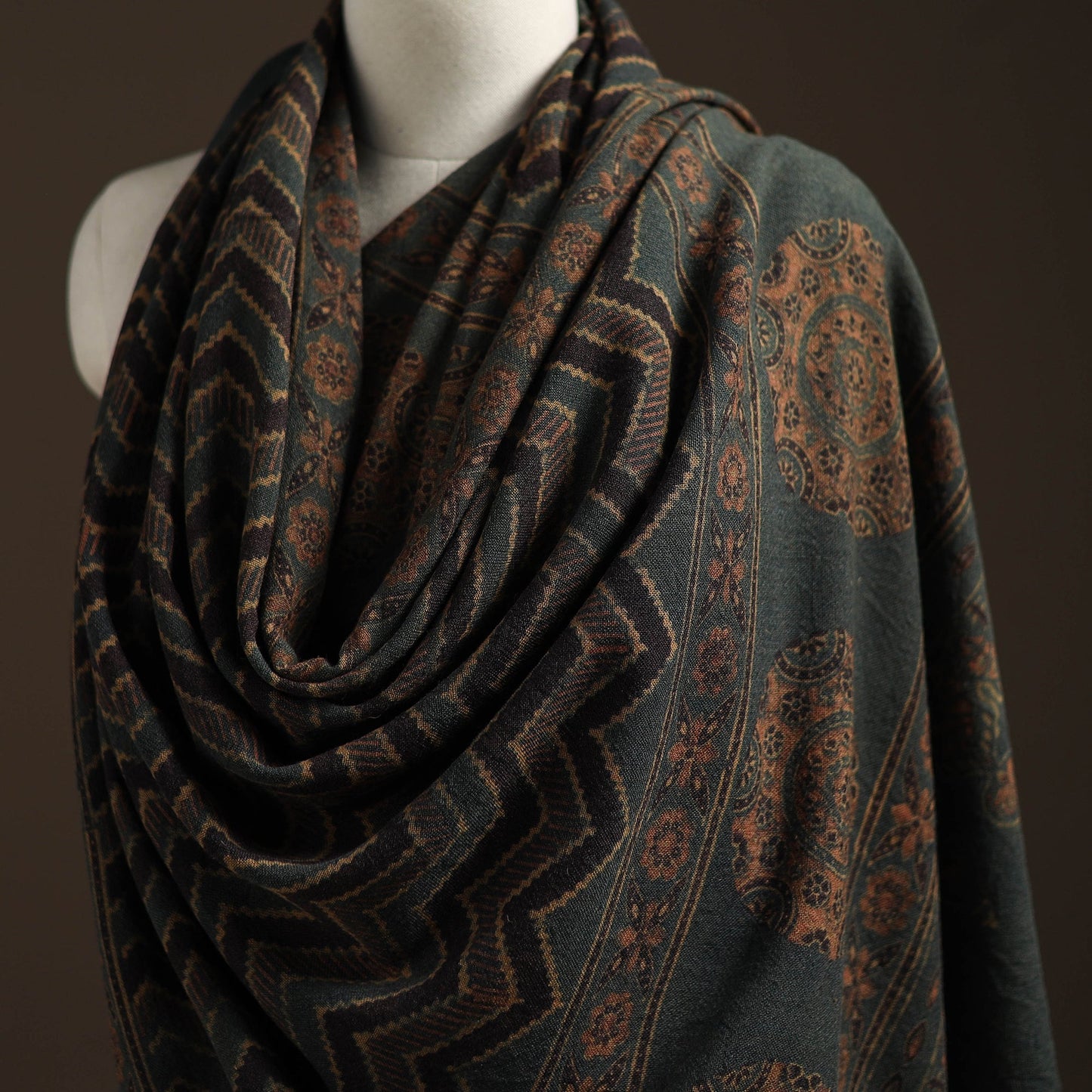 Hand natural dyed handwoven acrylic wool shawl 23