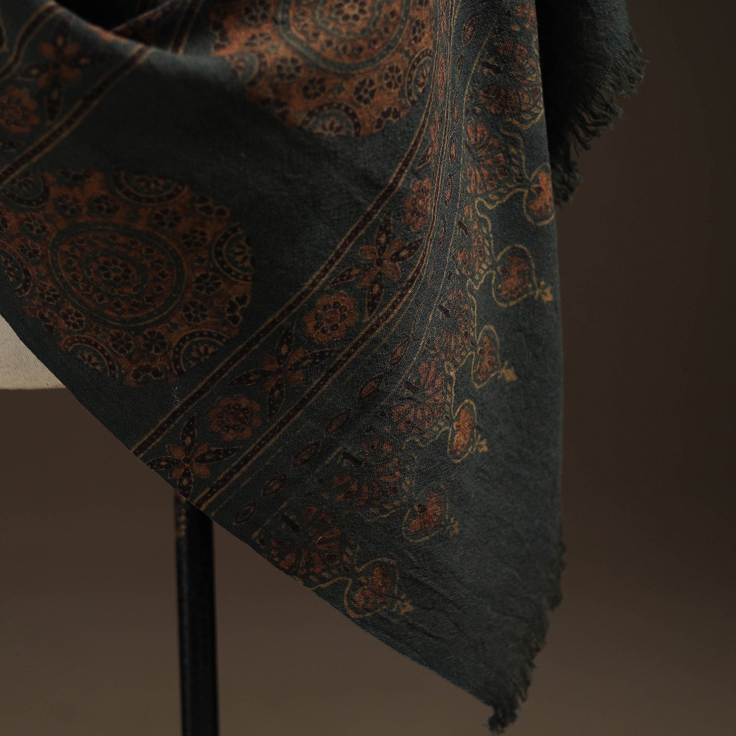 Hand natural dyed handwoven acrylic wool shawl 23