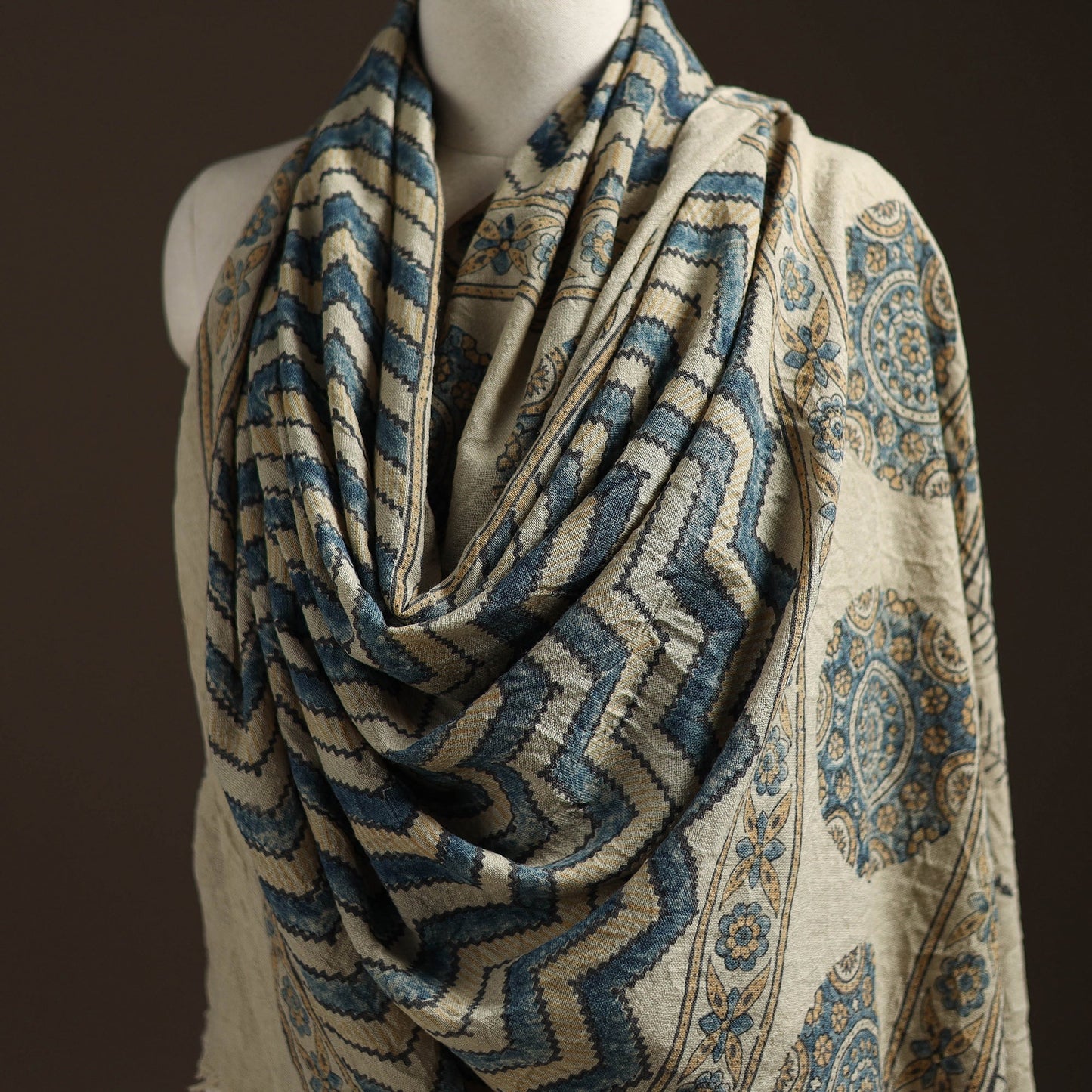 Hand natural dyed handwoven acrylic wool shawl 24