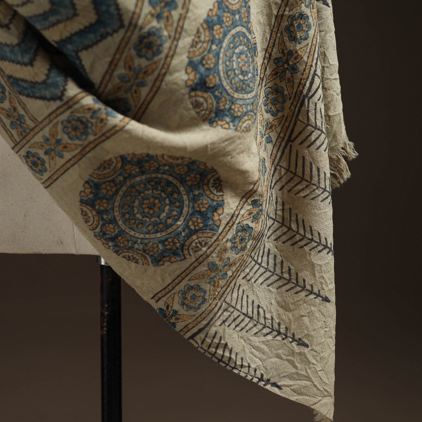 Hand natural dyed handwoven acrylic wool shawl 24