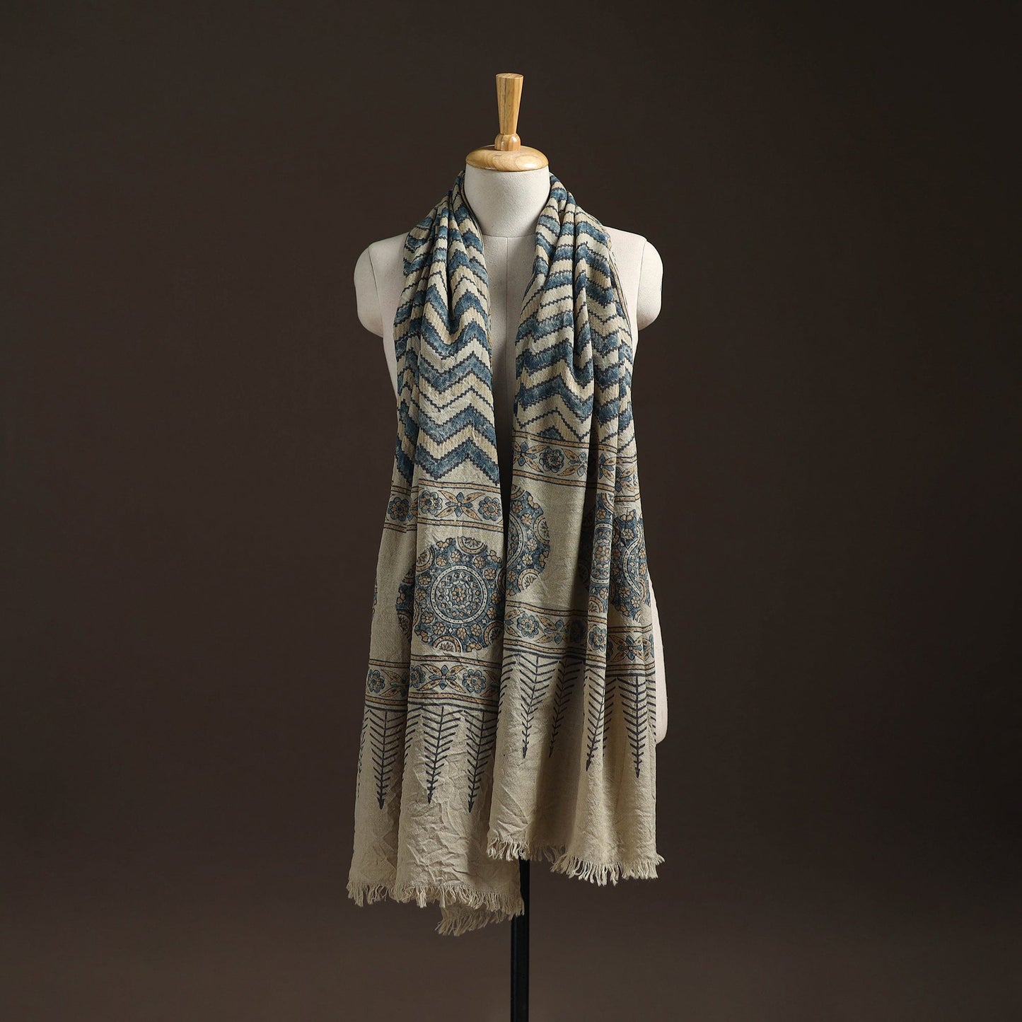 Hand natural dyed handwoven acrylic wool shawl 24